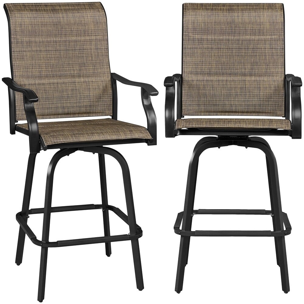Yaheetech 2pcs Outdoor Swivel Bar Stools Patio Bistro Chairs with High