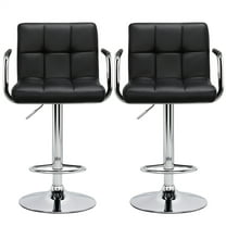 Yaheetech 2pcs PU Leather Adjustable Bar Stools for Dining Room, Black