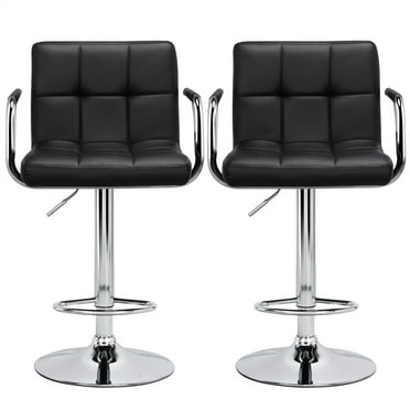 Yaheetech 2pcs PU Leather Adjustable Bar Stools for Dining Room, Black