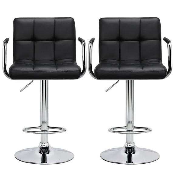 Yaheetech 2pcs PU Leather Adjustable Bar Stools for Dining Room, Black