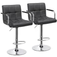 thumbnail image 1 of Yaheetech 2pcs PU Leather Adjustable Bar Stools for Dining Room, Gray, 1 of 11