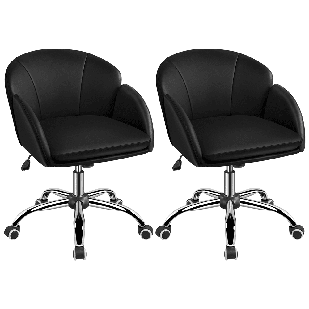 Yaheetech 2pcs Swivel Rolling Desk Chair Makeup Vanity Chair with