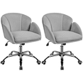 thumbnail image 1 of Yaheetech 2pcs Swivel Rolling Desk Chair Makeup Vanity Chair with Armrests, Light Gray, 1 of 8