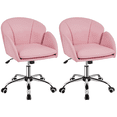 thumbnail image 1 of Yaheetech 2pcs Swivel Rolling Desk Chair Makeup Vanity Chair with Armrests, Simple Pink, 1 of 8