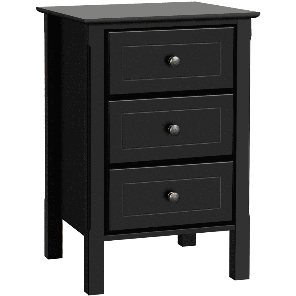 Yaheetech 3 Drawer Nightstand for Living Room, Black