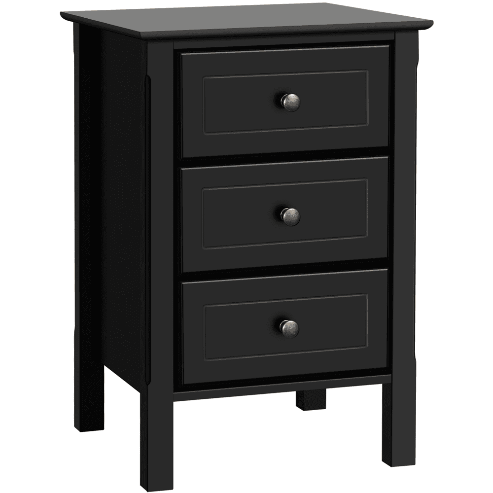 Free Shipping! Yaheetech 3 Drawer Nightstand for Living Room, Black ...