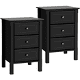 thumbnail image 1 of Yaheetech 3 Drawer Nightstand for Living Room,Set of 2,Black, 1 of 8