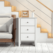 Yaheetech 3 Drawer Nightstand, Modern Wood Bedside Table with Storage Drawers for Bedroom & Living Room, White
