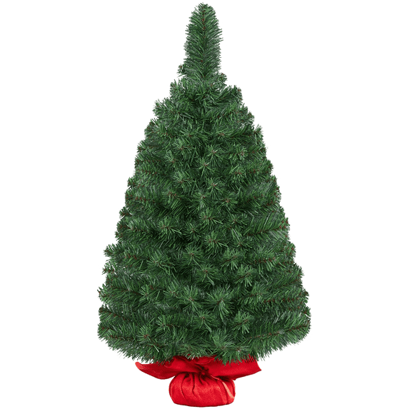 Yaheetech 3 Ft Tabletop Mini Artificial Christmas Tree with Pine Cones and Cement Base