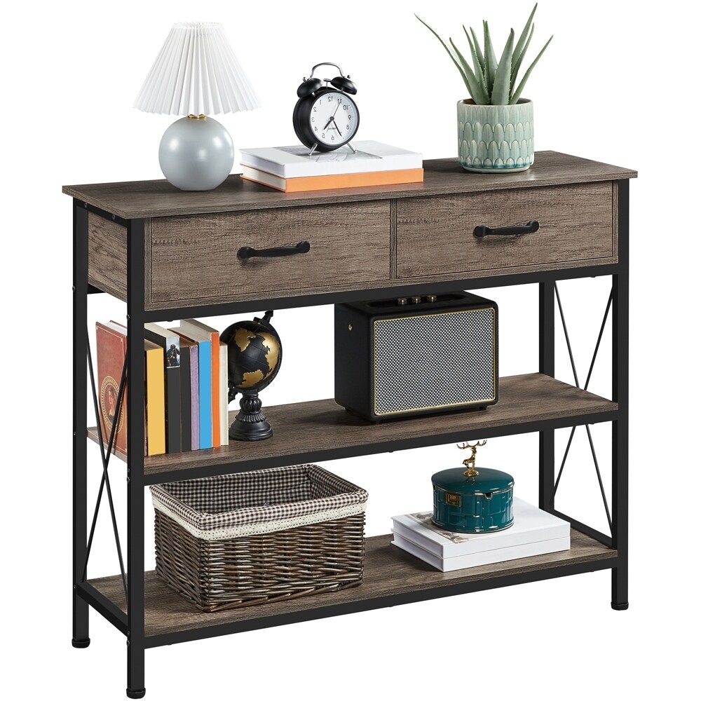 Yaheetech 3Layer Console Table Entryway Table with Drawers & Shelves