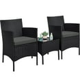 thumbnail image 1 of Yaheetech 3-Piece Patio Wicker Coffee Table and Chairs Set for Garden Deck, Black/Gray, 1 of 7