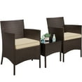 thumbnail image 1 of Yaheetech 3-Pieces Patio Wicker Chairs and Table Set for Garden Deck, Brown/Khaki, 1 of 7