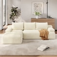thumbnail image 1 of Yaheetech 110" 3-Seat L-Shaped Sofa Modular Sectional Sofa Corduroy Cloud Couch with 2 Armrests and Detachable Pillows for Living Room, Beige, 1 of 7