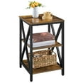 thumbnail image 1 of Yaheetech 3 Tier Side Table with Shelf for Living Room, Rustic Brown, 1 of 8