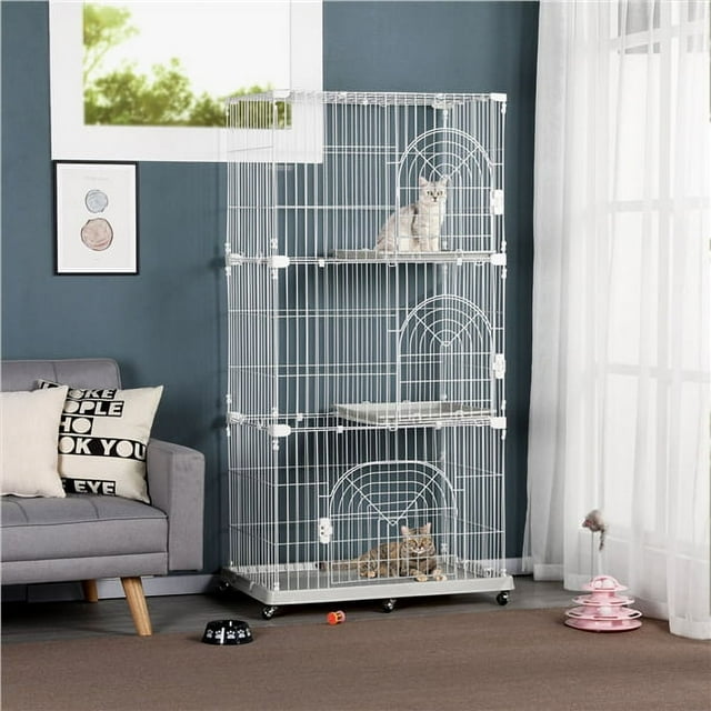 Yaheetech 3 Tier Wire Pet Cage Cat Playpen Tower Pet Indoor Shelter
