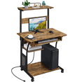 thumbnail image 1 of Yaheetech 3 Tiers Computer Desk with Charging Station for Home Office,Rustic Brown, 1 of 10