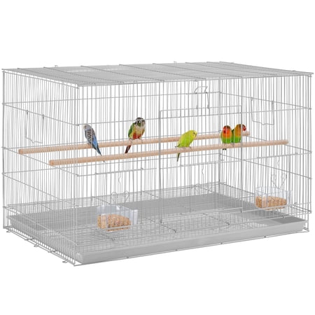 Yaheetech 30.5 inch Rectangle Breeding Flight Parakeet Bird Cage with Slide-Out Tray, Light Gray