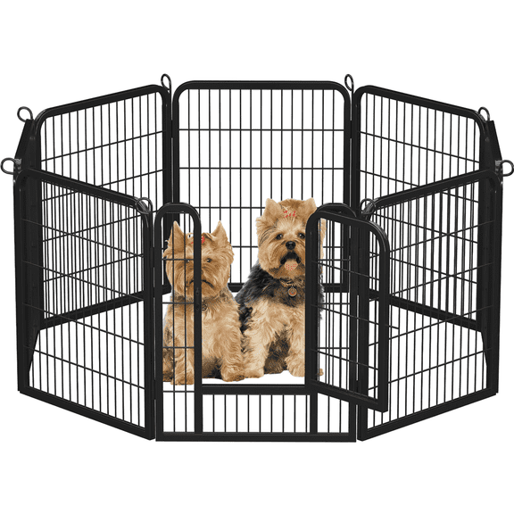 Yaheetech 31.5" H 8-Panel Steel Dog Playpen with Door, Black