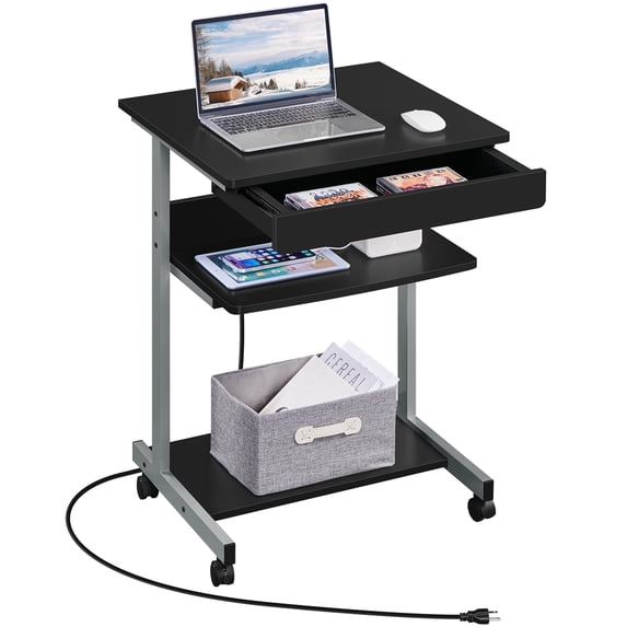 Yaheetech 31.5''H Laptop Computer Desk with Power Outlet,Black