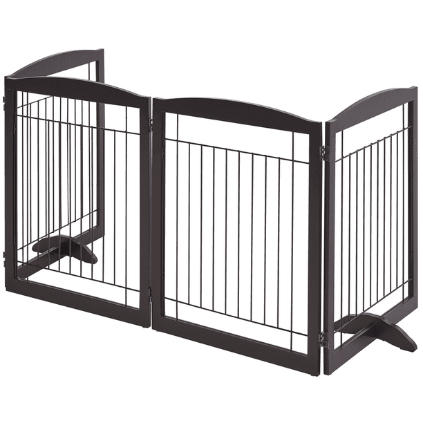 31.5 inch Height Pet Gate with Wood and Wire 4 Panel Tucker Murphy Pet Finish Espresso