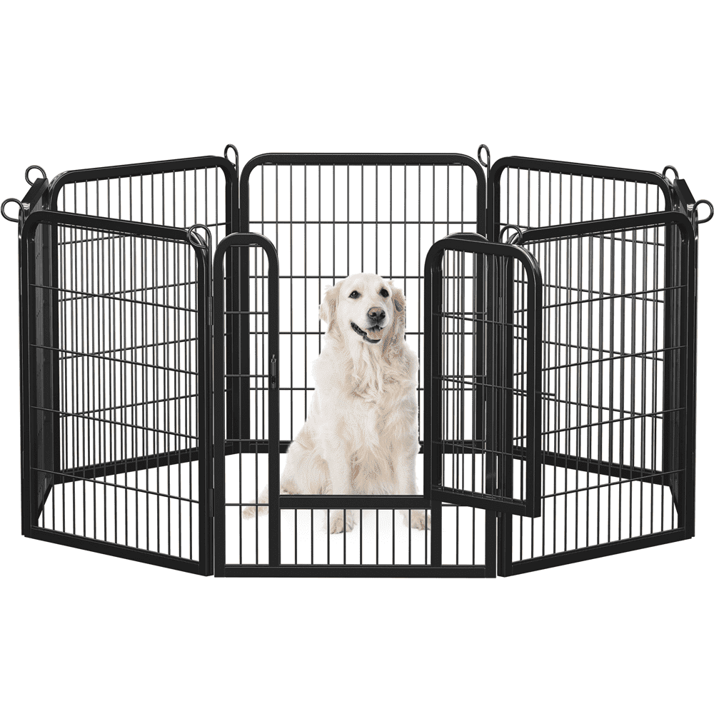 Yaheetech 31.5" Tall 8-Panel Dog Playpen with Door, Black