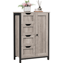 Yaheetech 32.5'' H Wooden Freestanding Bathroom Floor Cabinet with 4 Drawers, Gray