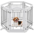 thumbnail image 1 of Yaheetech 32.5" Freestanding 6-Panel Foldable Pet Gate with Support Feet, White, 1 of 7