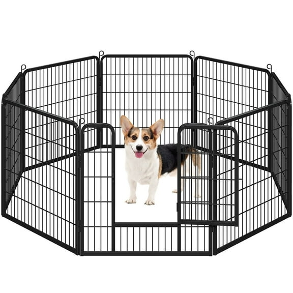 Yaheetech 31.5"H Heavy Duty Pet Playpen, Black, 8 Panel
