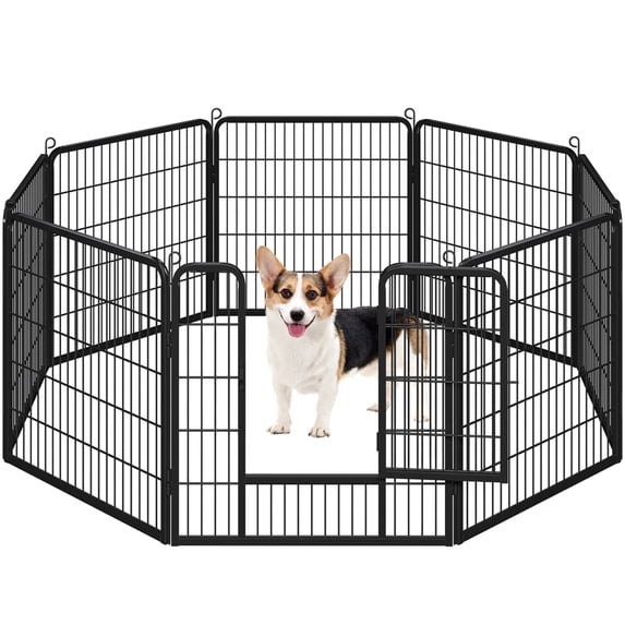 Yaheetech 31.5"H Heavy Duty Pet Playpen, Black, 8 Panel