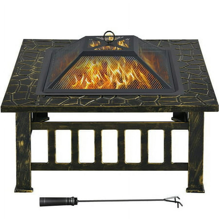 Yaheetech 32''Outdoor Metal Firepit Backyard Patio Garden Square Stove Fire Pit With cover Yaheetech 32''Outdoor Metal Firepit Backyard Patio Garden Square Stove Fire Pit With cover