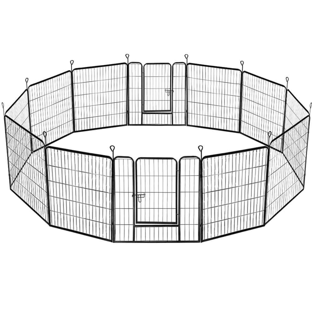Yaheetech 31.5inch 12 Panel Portable Pet Playpen Dog Exercise Fence,Black