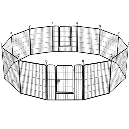 Yaheetech 31.5inch 12 Panel Portable Pet Playpen Dog Exercise Fence,Black