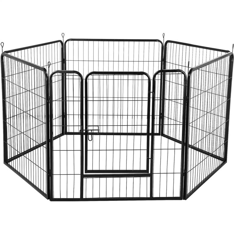 Yaheetech 32inch 6 Panel Portable Pet Playpen Dog Exercise Fence,Black 