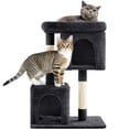 thumbnail image 1 of Yaheetech 33.5" Double Condo Plush Cat Tree with Scratching Posts, Black, 1 of 7