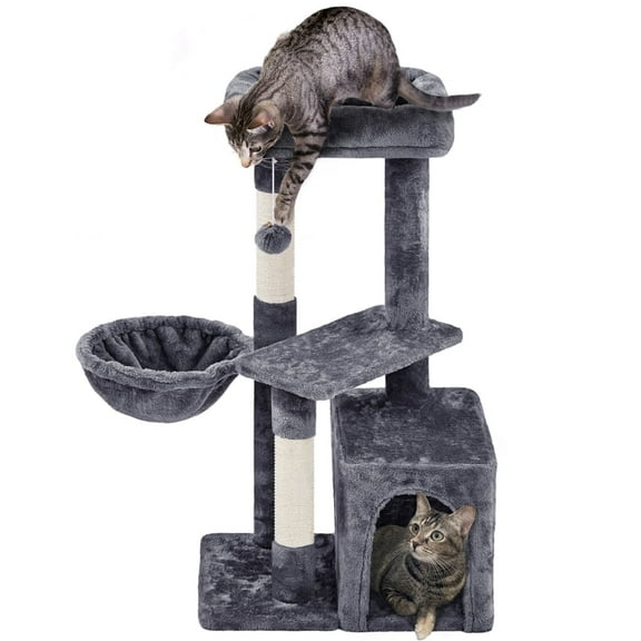 Yaheetech 34″H Cat Tree with Big Platform Condo for Indoor Kittens, Dark Gray