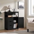 thumbnail image 1 of Yaheetech 35.5" Height Bathroom Floor Cabinet with 1 Door and 3 Drawers, Black, 1 of 6