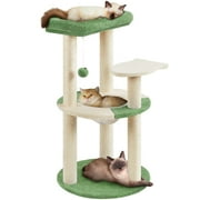 Yaheetech 35.6″ Tall Ocean Cat Tree with Detachable Clear Bowl, Blue/Beige
