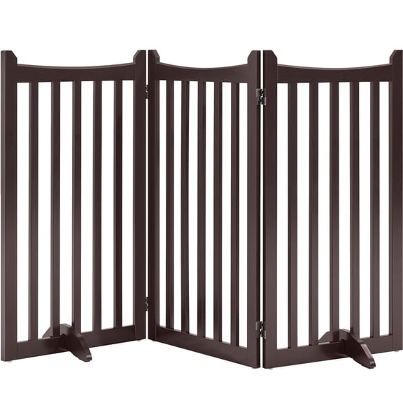 Yaheetech 35.6" Tall 3-Panel Wooden Pet Gate with Support Feet, Espresso