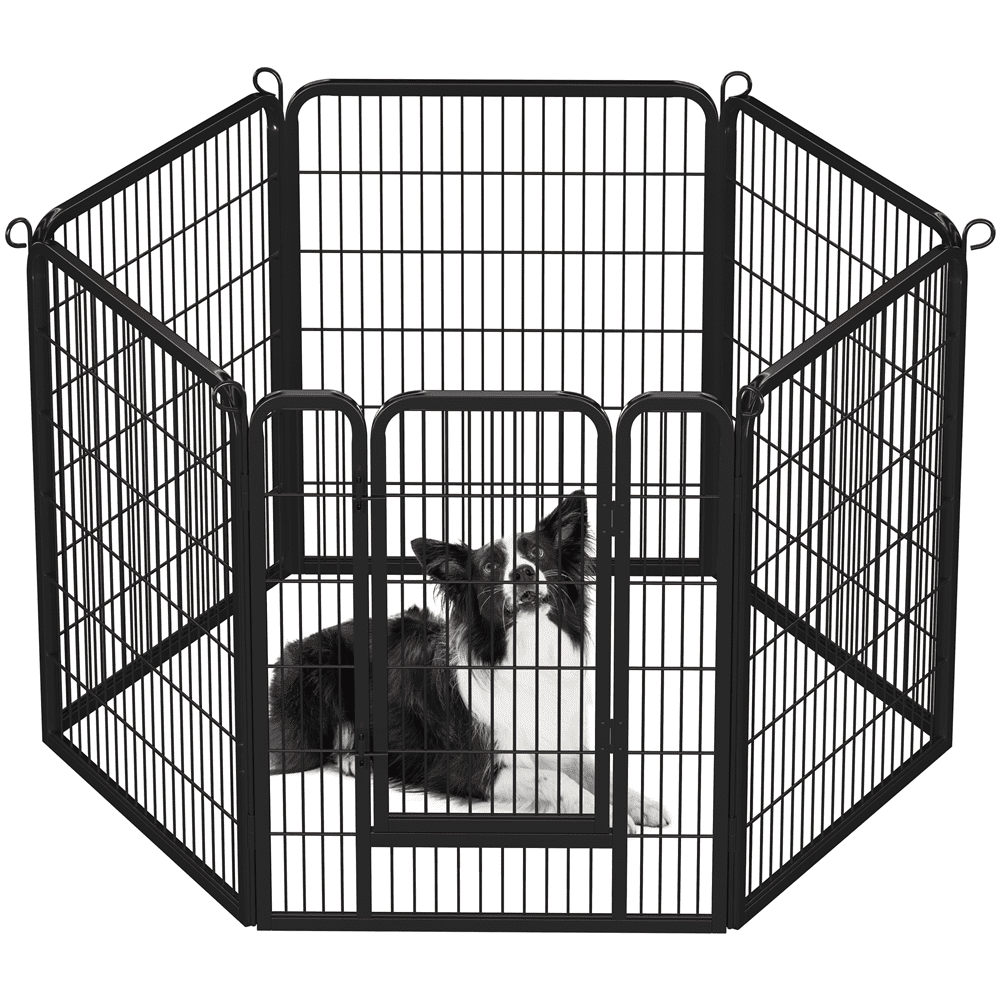 Yaheetech 40"H 6-Panel Foldable Steel Dog Playpen for Medium Large Dogs, Black