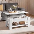 thumbnail image 1 of Yaheetech 39in Lift Top Coffee Table with Hidden Compartment and Open Shelf, White, 1 of 9