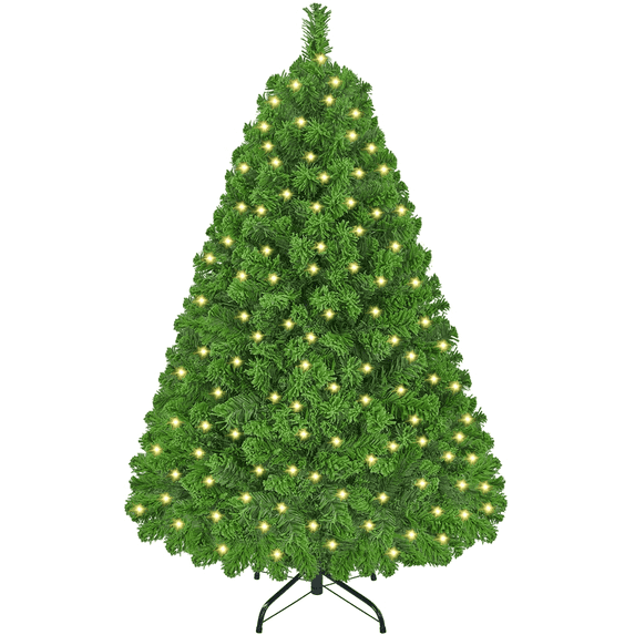 Yaheetech 4.5ft Artificial Christmas Tree with Incandescent Warm White Lights, Pure Green