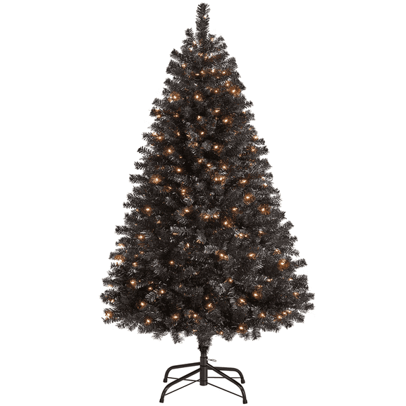 Yaheetech 4.5ft Pre-lit Spruce Artificial Christmas Tree, Black