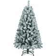 thumbnail image 1 of Yaheetech 4.5ft Snow Hinged Flocked Artificial Christmas Tree with Foldable Metal Stand & PVC Tips, 1 of 8