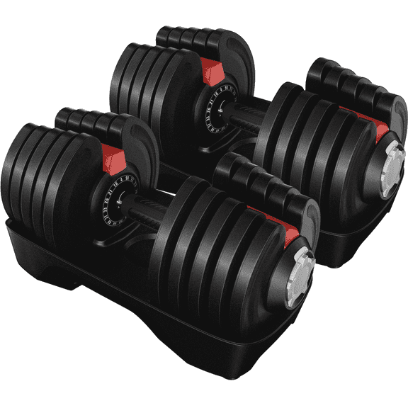Yaheetech 4-90Lbs Quick Adjust Dumbbell Set For Home Gym, Set of 2, Black/Red