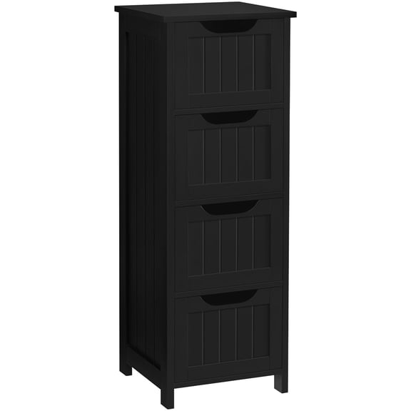 Yaheetech 4-Drawer Slim Floor Cabinet for Bathroom, Living Room, Black