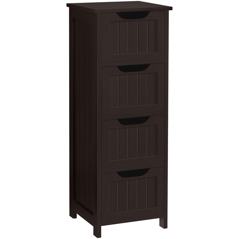 Yaheetech 4 Drawers Wooden Bathroom Floor Cabinet Side Storage Organizer Free-Standing Cabinet, Espresso