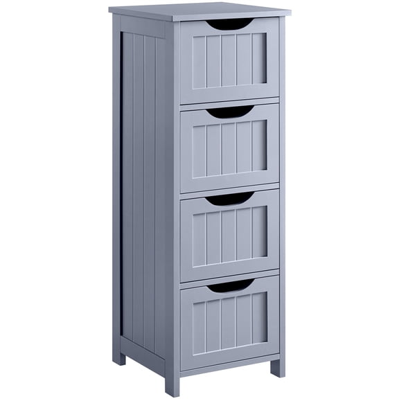 Yaheetech 4 Drawers Wooden Bathroom Floor Cabinet Side Storage Organizer Free-Standing Cabinet, Gray