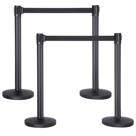 Yaheetech 4-Pack Stanchion with 6.5 Foot Retractable Belt Crowd Control Stanchion Queue Line Post Barrier