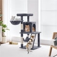 thumbnail image 1 of Yaheetech 40″ Multi-Level Cat Tree with Condo, Basket & Hammock, Dark Gray, 1 of 8