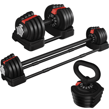 Yaheetech 40lbs Adjustable Dumbbell Weight Set with Anti-Slip Handle, Black